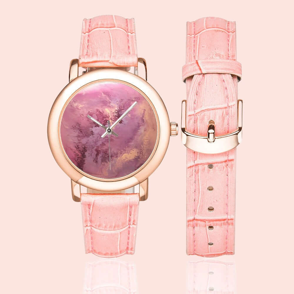 Women's Rose Gold-plated Leather Strap Watch - Walkaboutgirl 