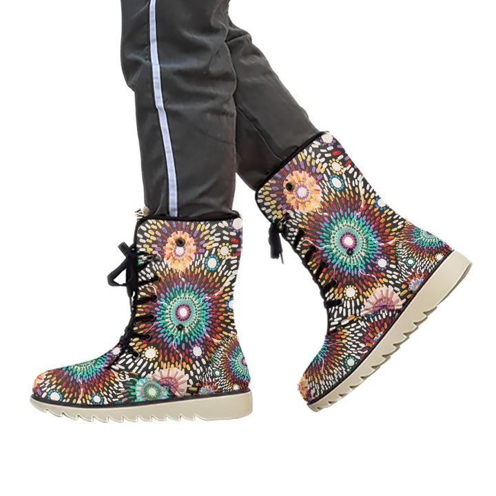 Women's Plush Boots IN CELEBRATION PAINTING - Walkaboutgirl 