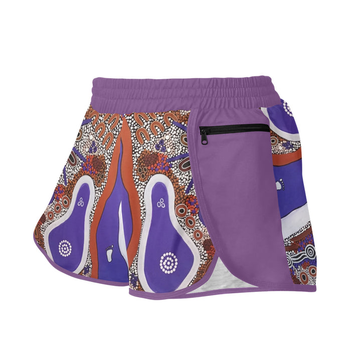 Women's Sports Shorts with zipper pocket - Walkaboutgirl 