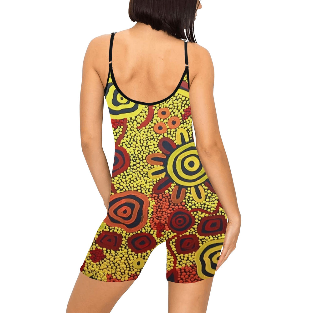 Women's Spaghetti Strap Short Yoga Bodysuit - Walkaboutgirl 